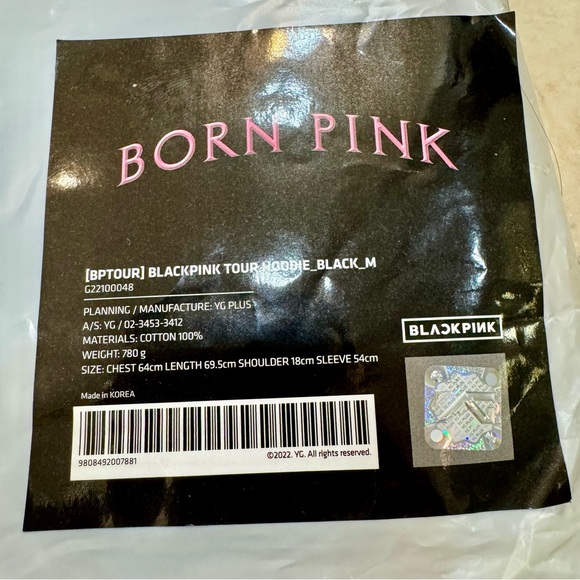 🖤🩷 BLACKPINK BORN PINK WORLD TOUR SEOUL OFFICIAL MD GOODS HOODIE Black M Size - Picture 8 of 8